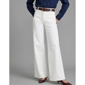J.Crew Wide Leg Jeans Womens Size 26 White Denim Trousers Semi Stretch High Rise
